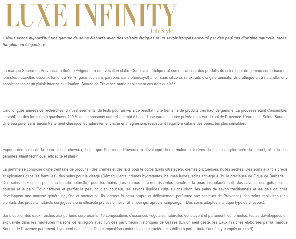 infinity presse